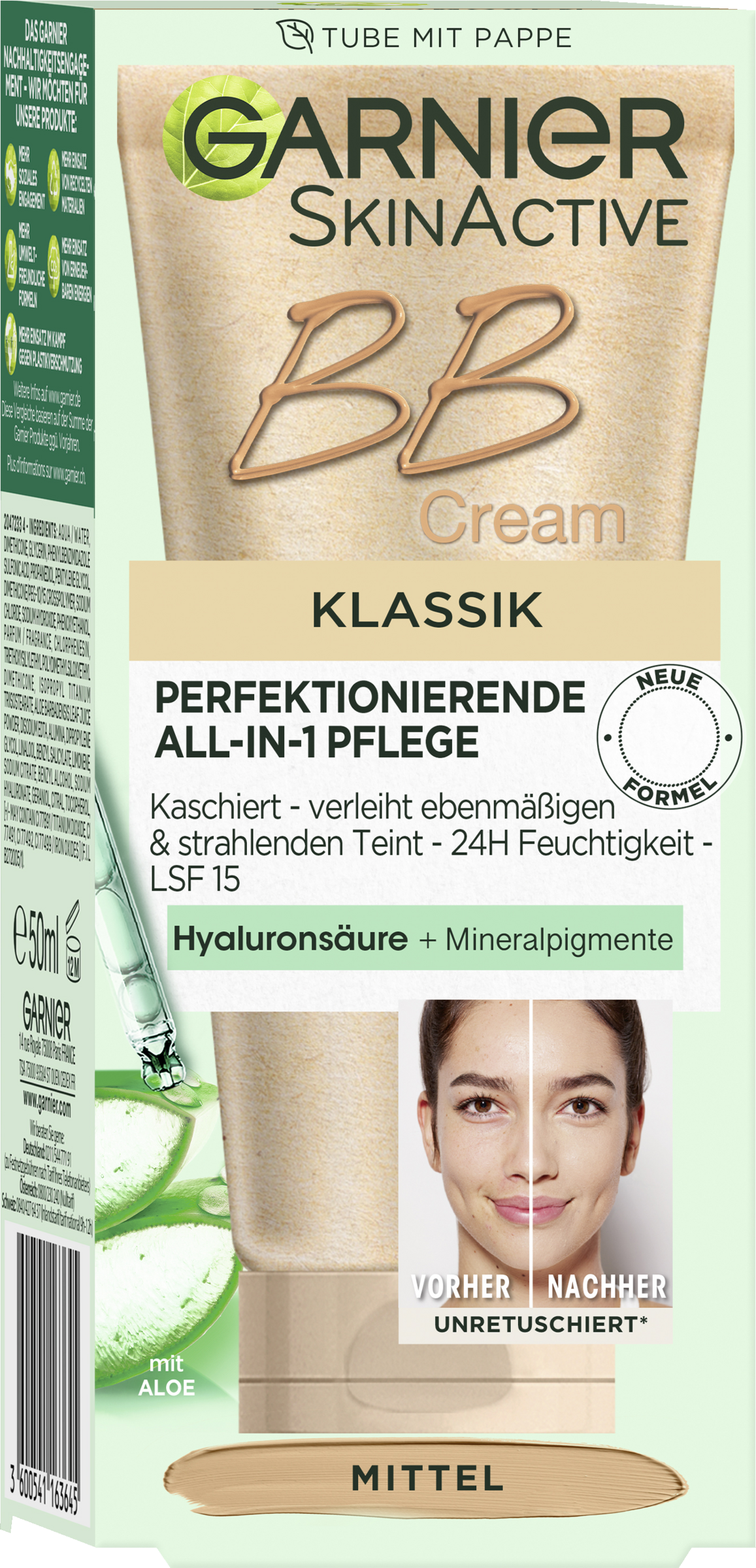 Garnier SkinActive BB Cream Klassik All-in-1 Pflege Mittel 24H Feuchtigkeit LSF 15