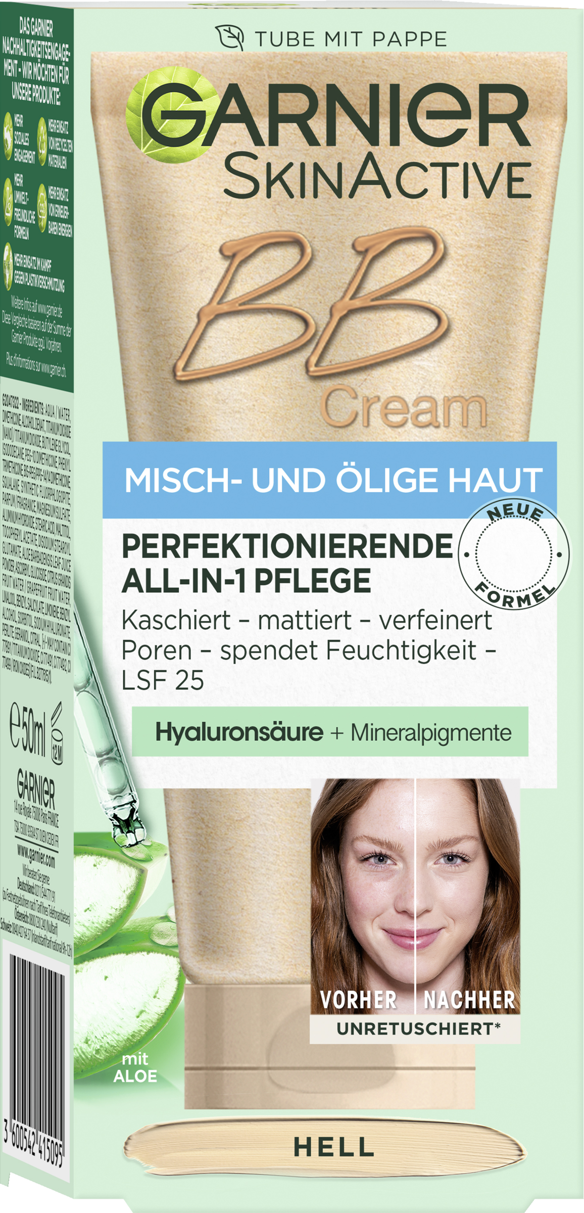 Garnier SkinActive BB Cream Misch- und Ölige Haut All-in-1 Pflege Hell 24H Feuchtigkeit LSF 25
