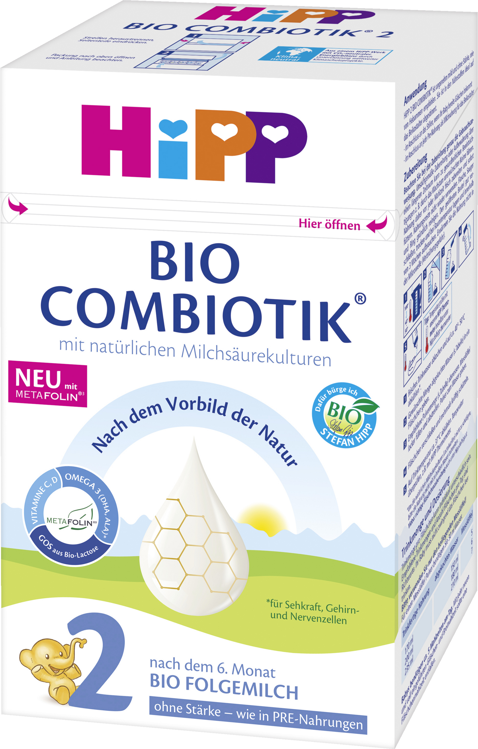 HiPP Bio Combiotik Folgemilch 2 ohne Stärke nach dem 6. Monat