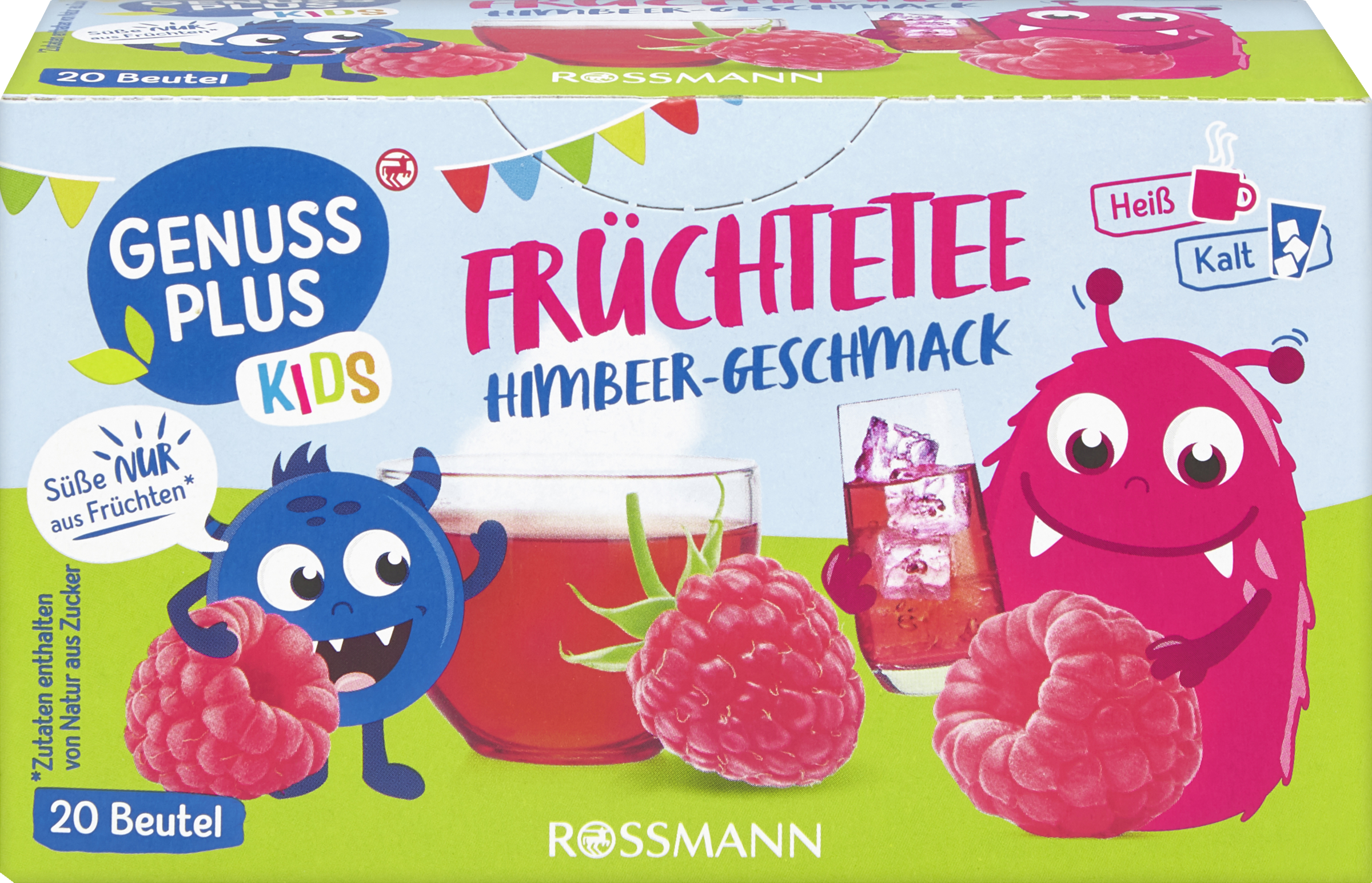 GENUSS PLUS KIDS Früchtetee Himbeer-Geschmack (20 Beutel)