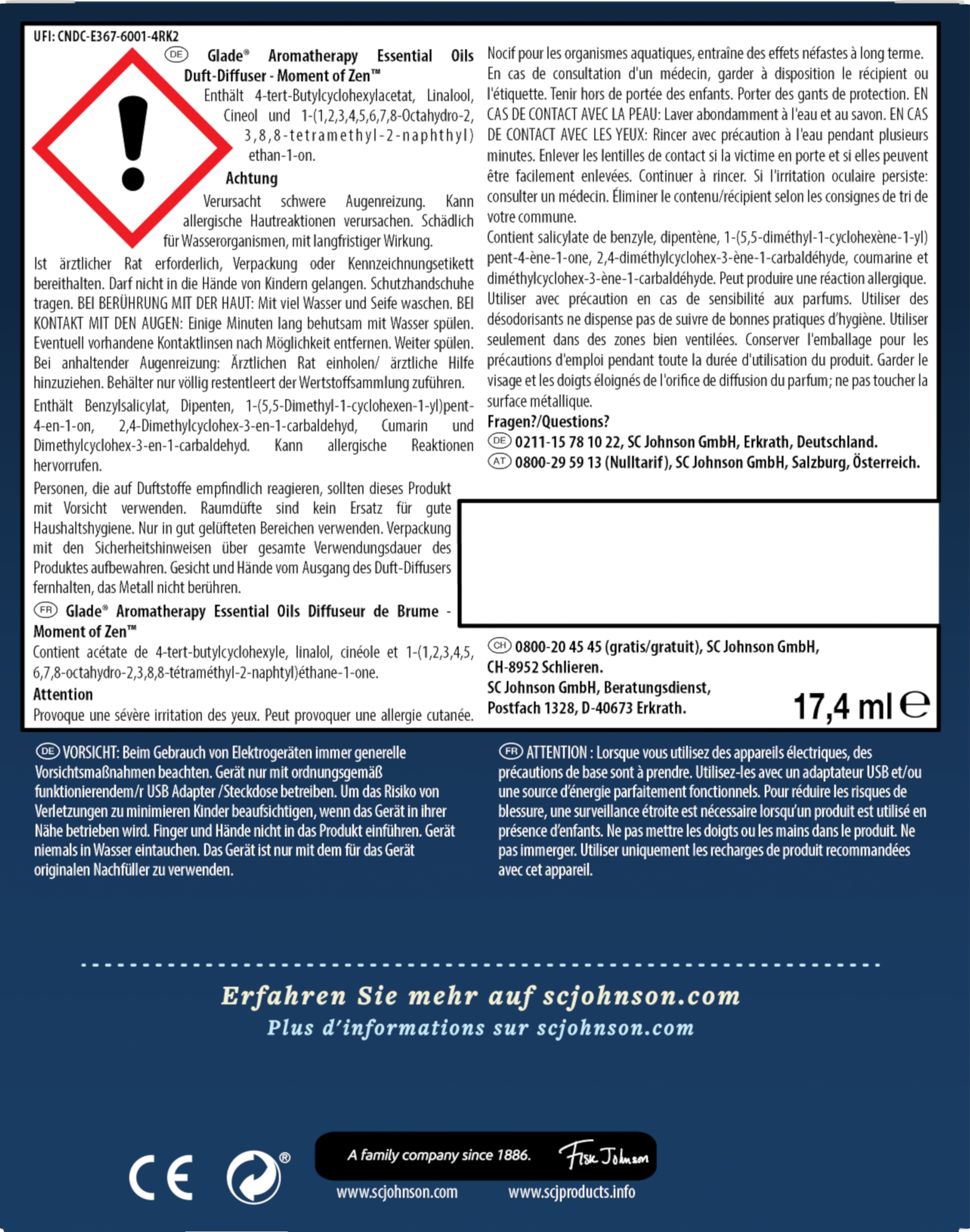 Glade Aromatherapy Essential Oils DuftDiffuser Starter Moment of Zen