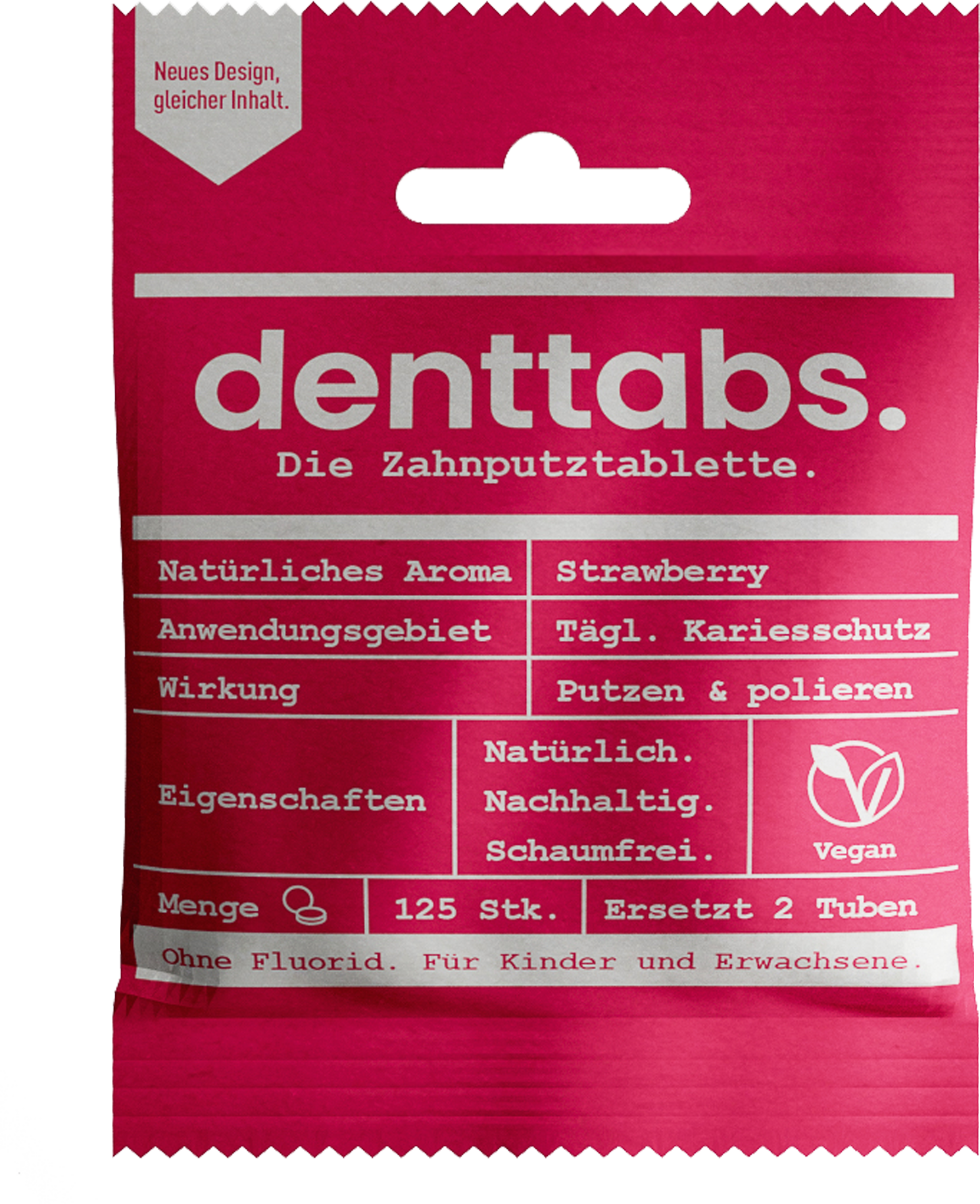 DENTTABS Kids Strawberry Zahnputztabletten - ohne Fluorid ab 3 Jahre