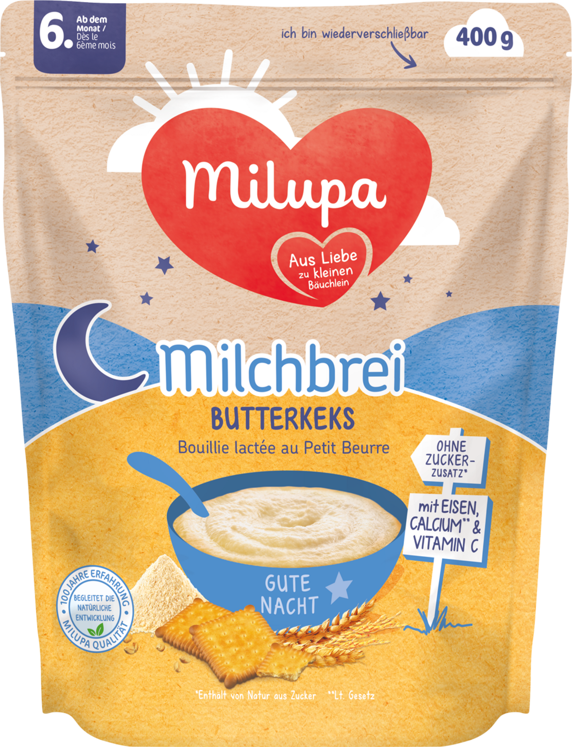 Milupa Milchbrei Butterkeks Gute Nacht ab dem 6. Monat