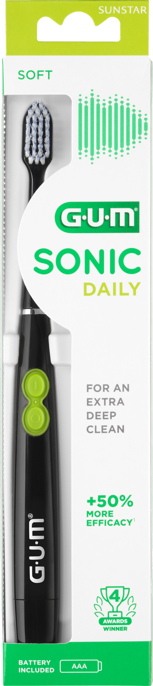 GUM® SONIC DAILY batteriebetriebene Schallzahnbürste schwarz