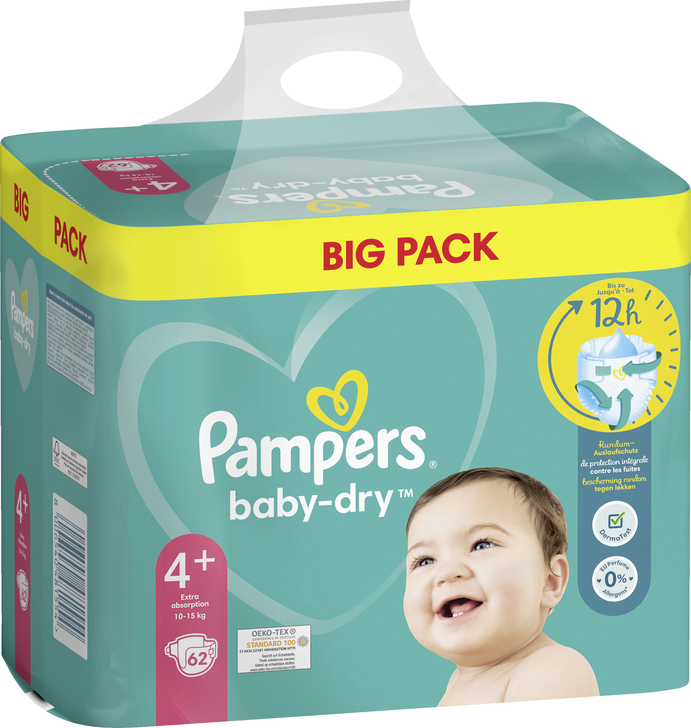 68 bis 408 Windeln Pampers Baby Dry Größe 4 Maxi 9-14kg Doppel-Pack Big Pack 