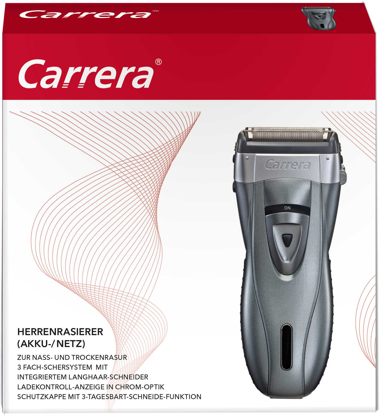 Carrera® 16113012 Rasierapparat Akku/Netz Nass/Trocken Rasierer Abwaschbar NEU! 