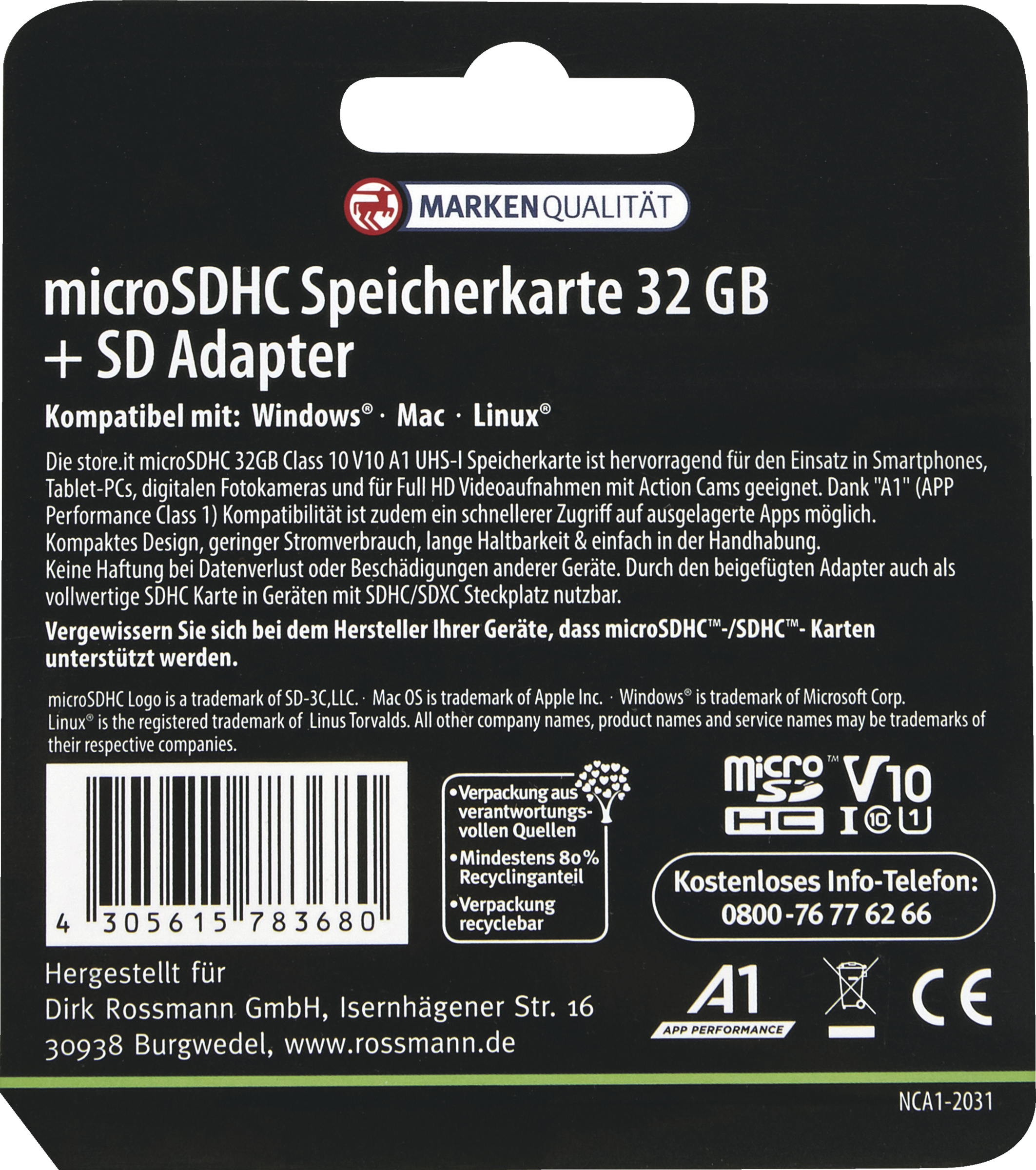 Micro SD Karten 32GB 3er Pack - U1 C10 V10 Mit Adapter