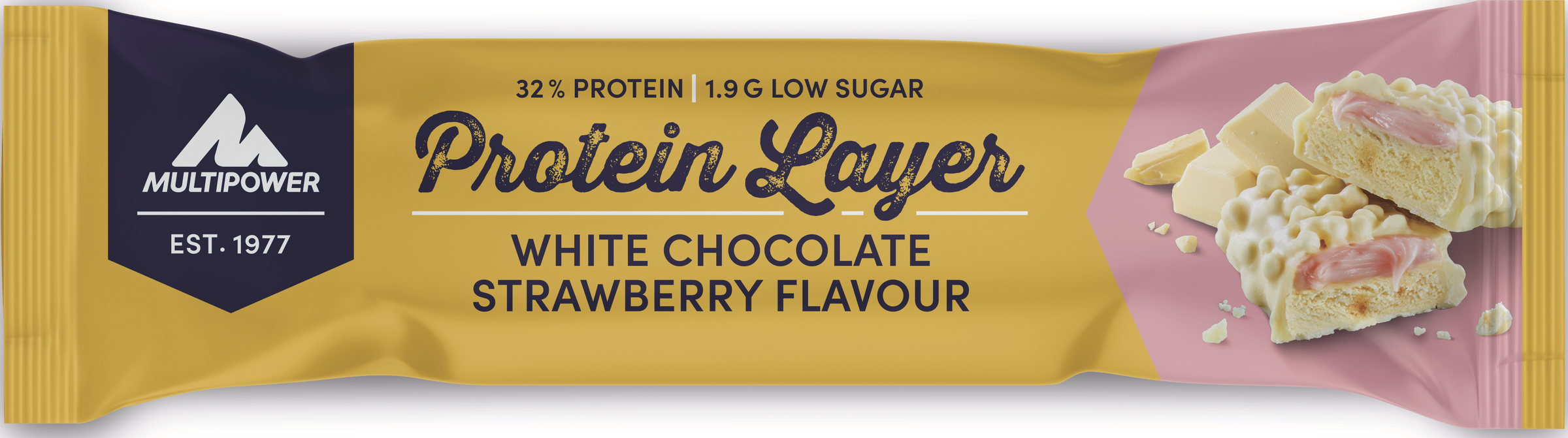 Multipower Proteinriegel Protein Layer White Chocolate Strawberry Cake