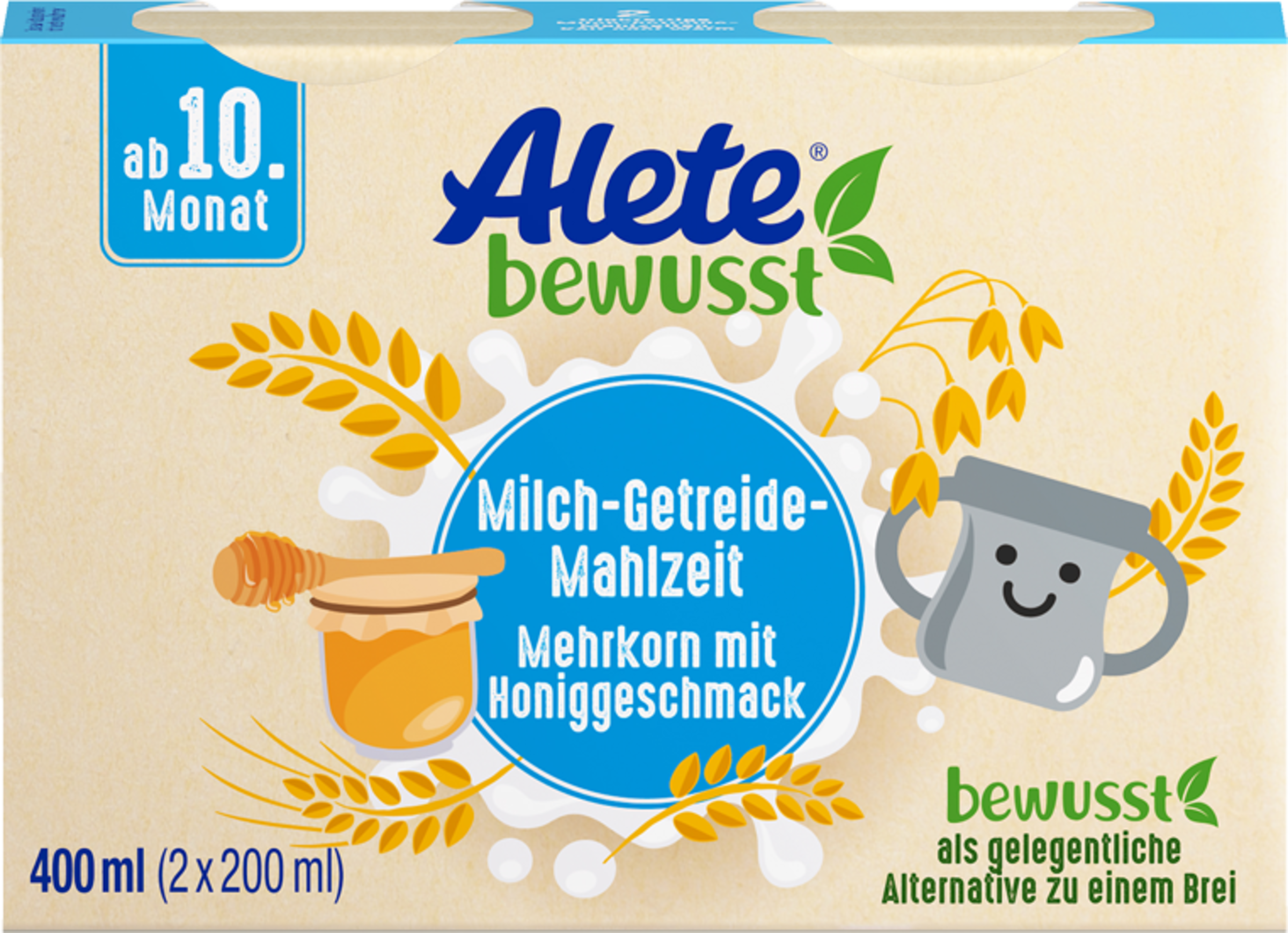 Alete bewusst Milch-Getreide-Mahlzeit Mehrkorn mit Honiggeschmack ab 10. Monat