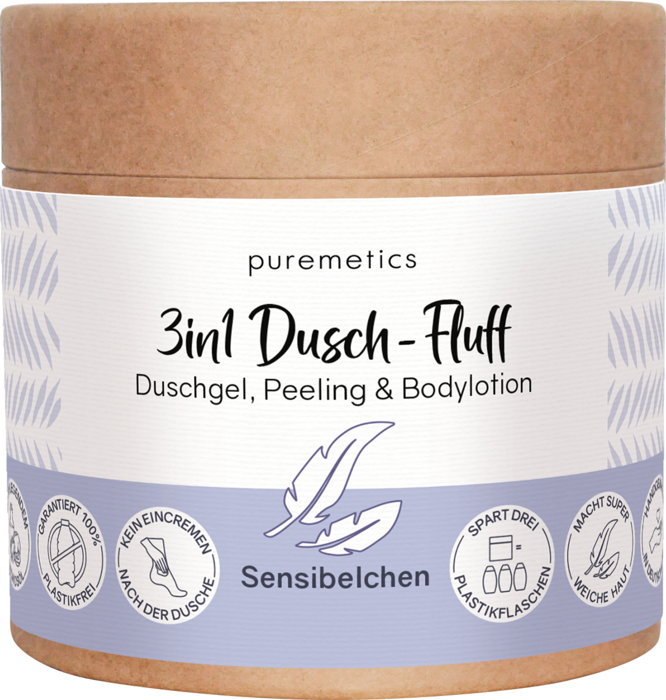 puremetics 3in1 Dusch-Fluff Sensibelchen mit Zuckerpeeling