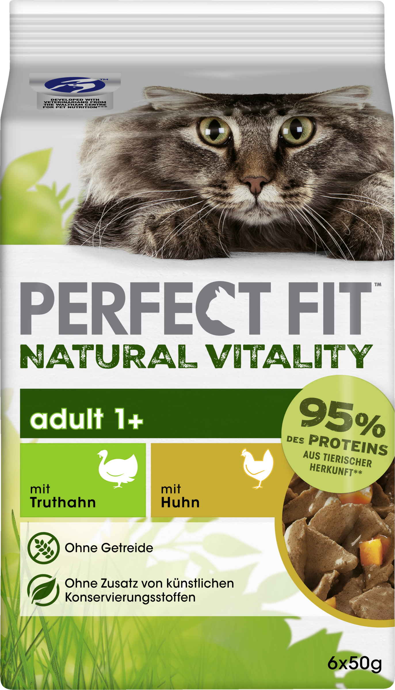 Perfect Fit Katze Natural Vitality Adult 1+ mit Truthahn & mit Huhn Multipack
