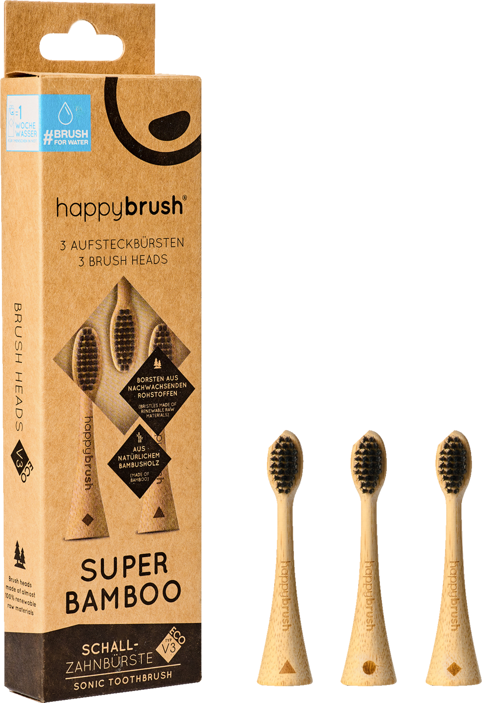 happybrush Bambus Aufsteckbürsten ECO V3