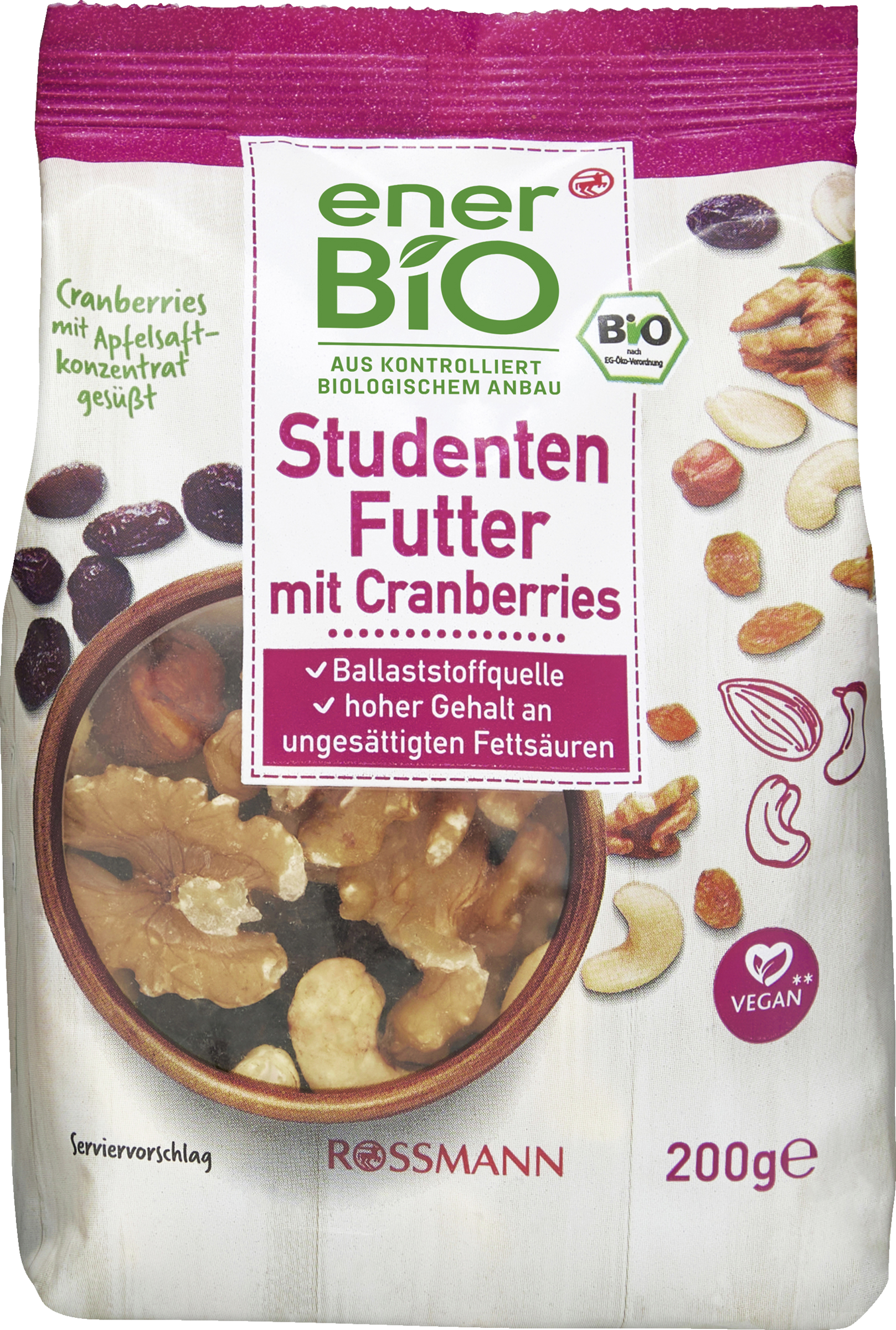 enerBiO Studentenfutter Cranberries