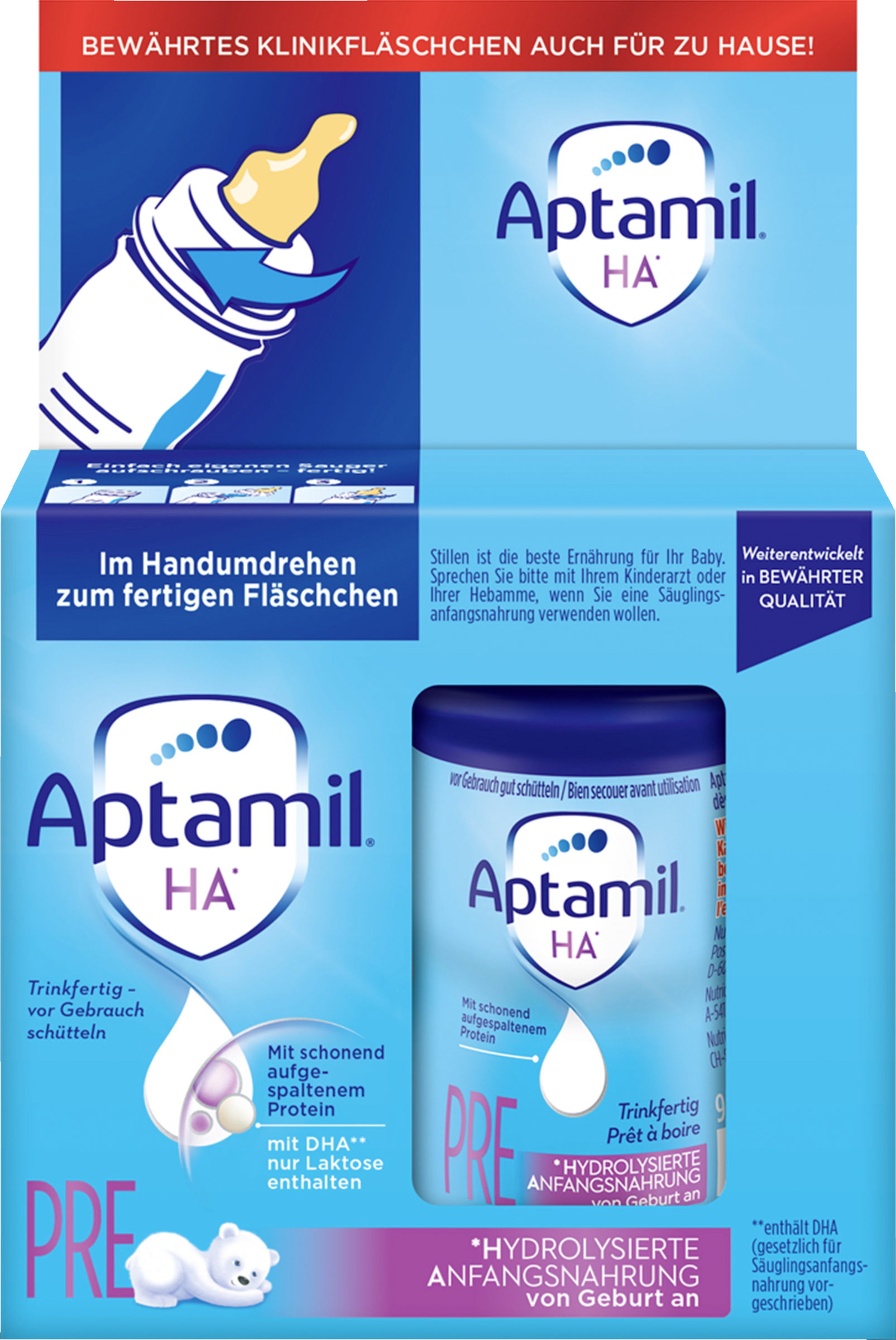 Aptamil HA PRE hydrolysierte Anfangsnahrung von Geburt an