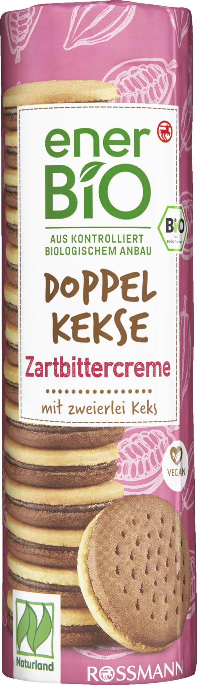 enerBiO Doppelkekse Zartbittercreme mit zweierlei Keks Naturland