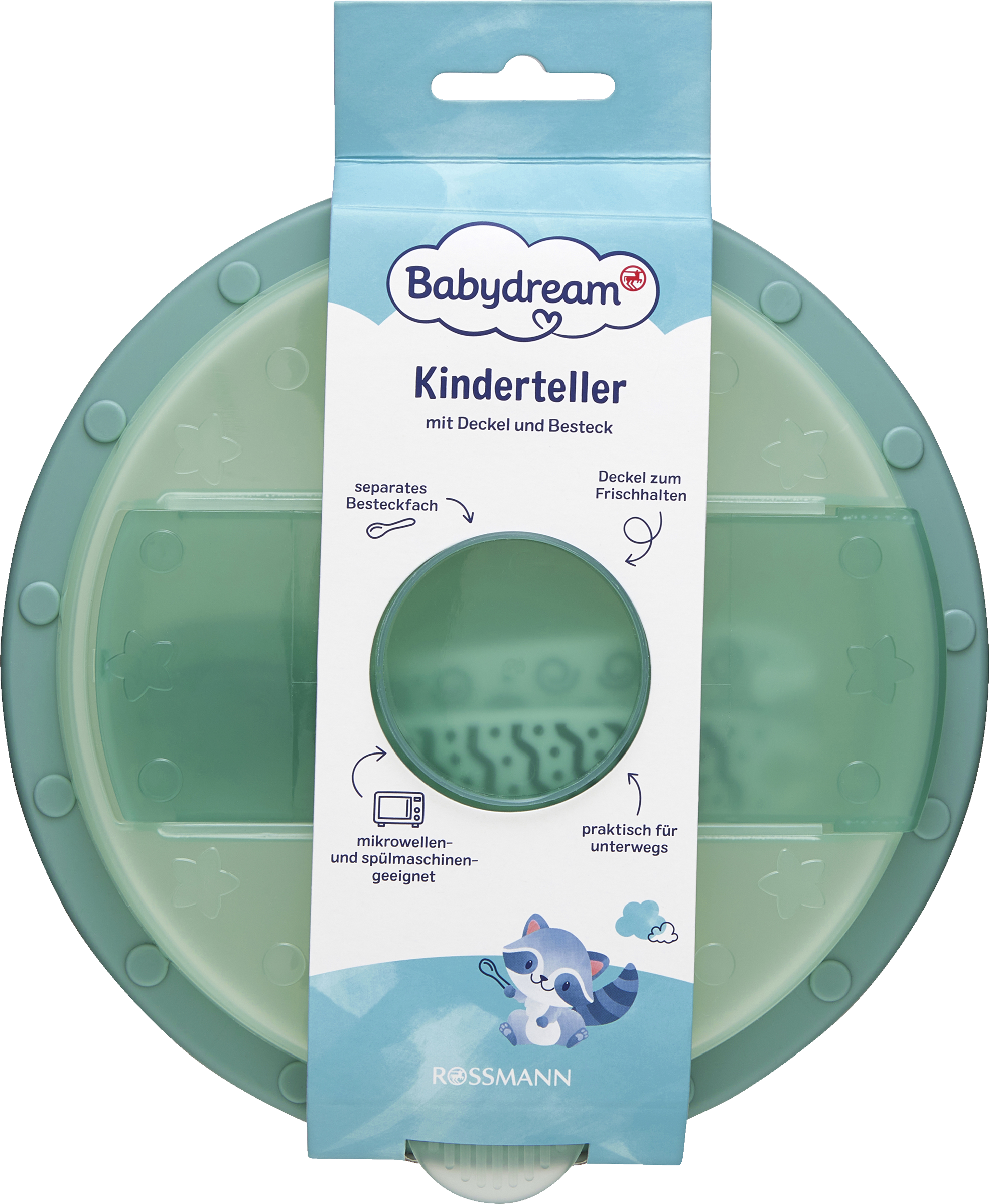 Kinderteller mit Deckel und Besteck