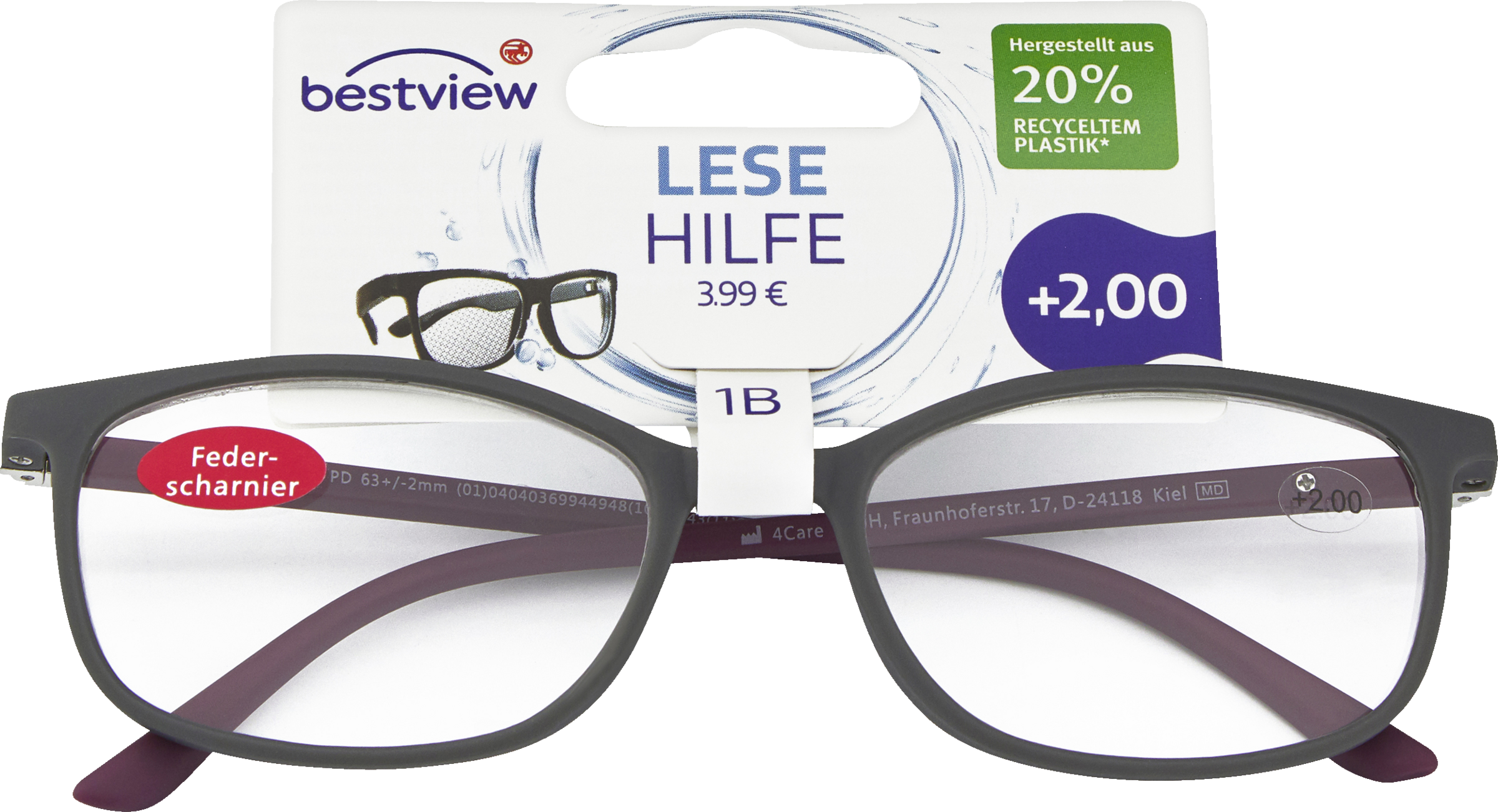 BestView LESEHILFE +2,0 DPT. MOD. 1B, NACHHALTIG