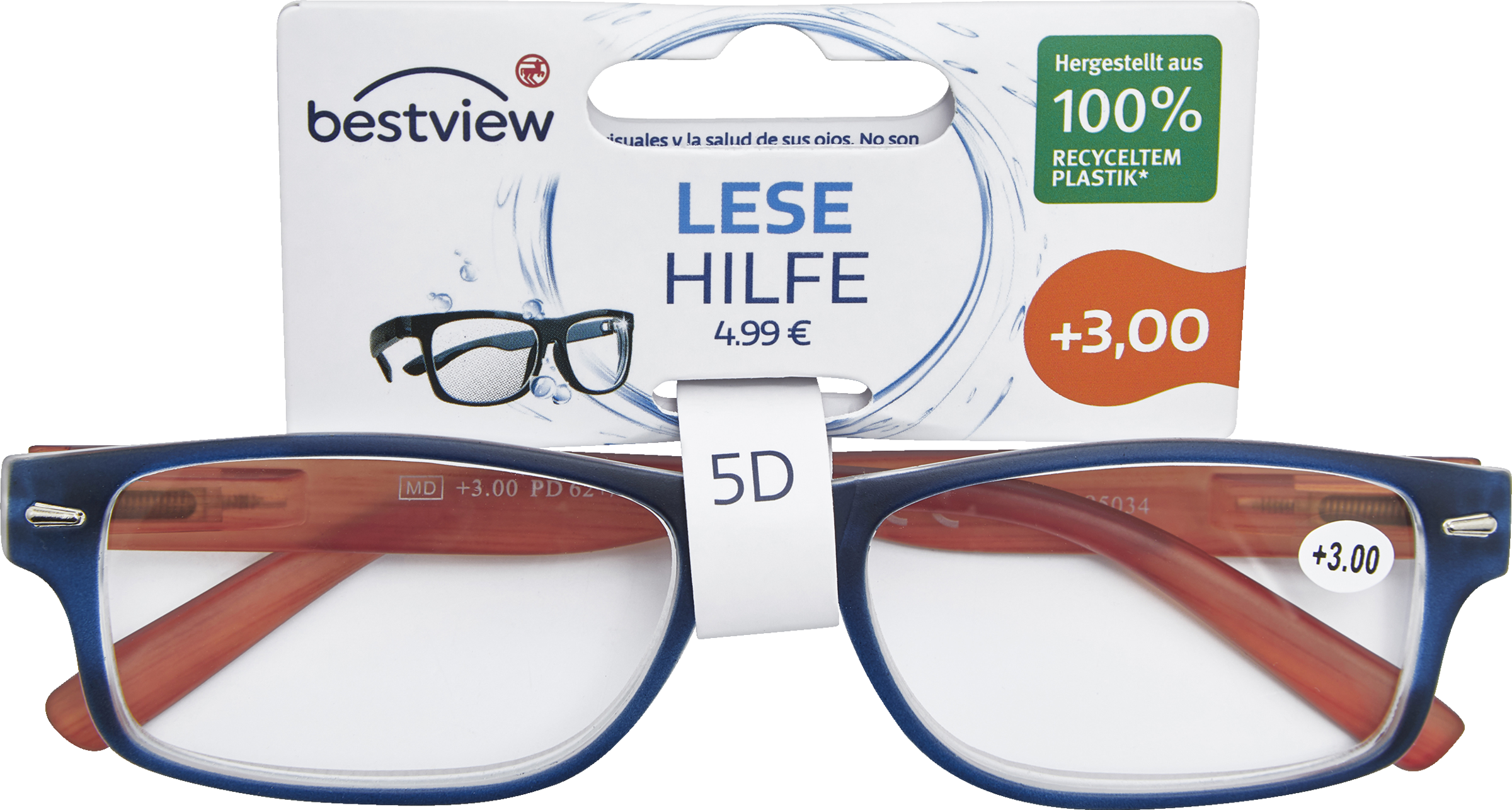BestView Lesehilfe Modell 5D, + 3,0 Dioptrien