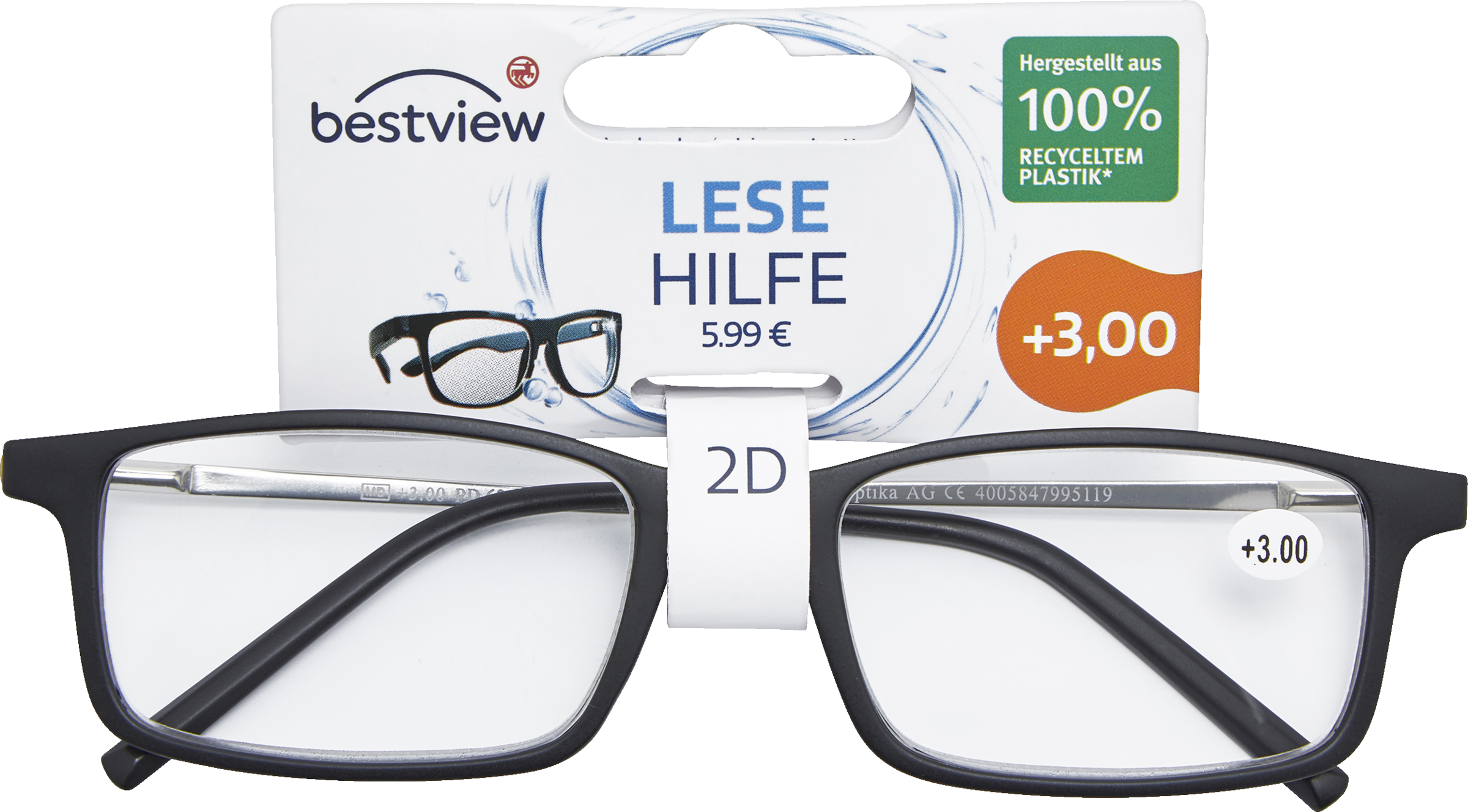 BestView Lesehilfe Modell 2D, + 3,0 Dioptrien