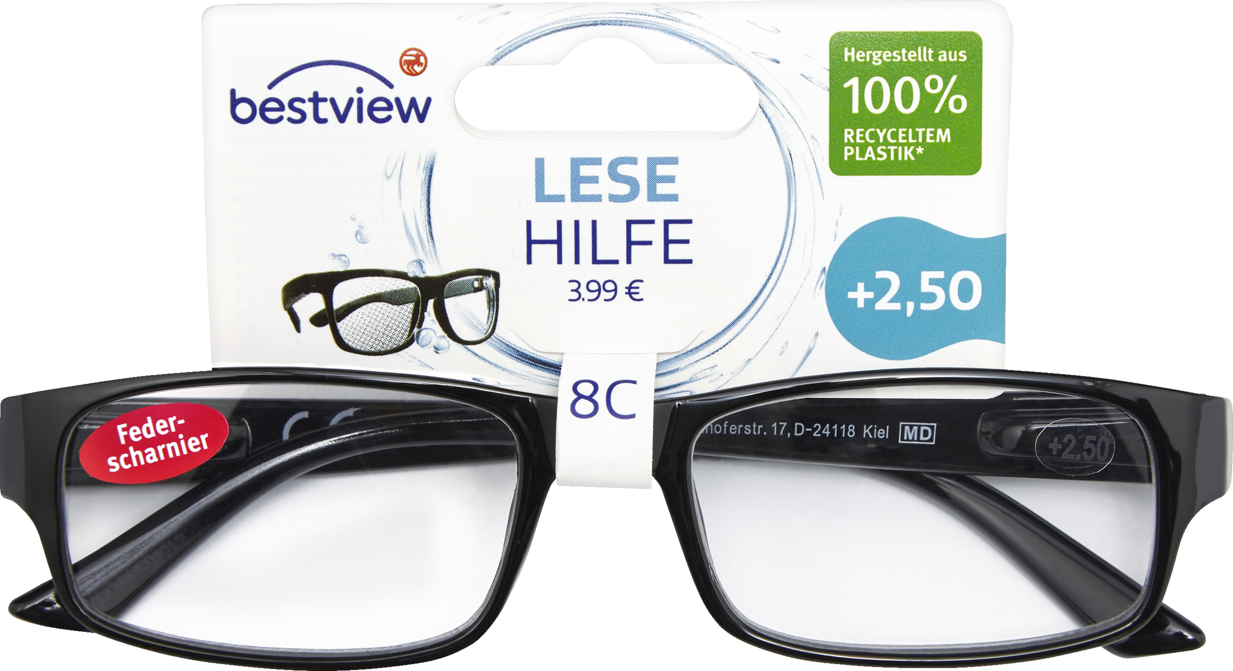 BestView Lesehilfe Modell 8C, + 2,5 Dioptrien