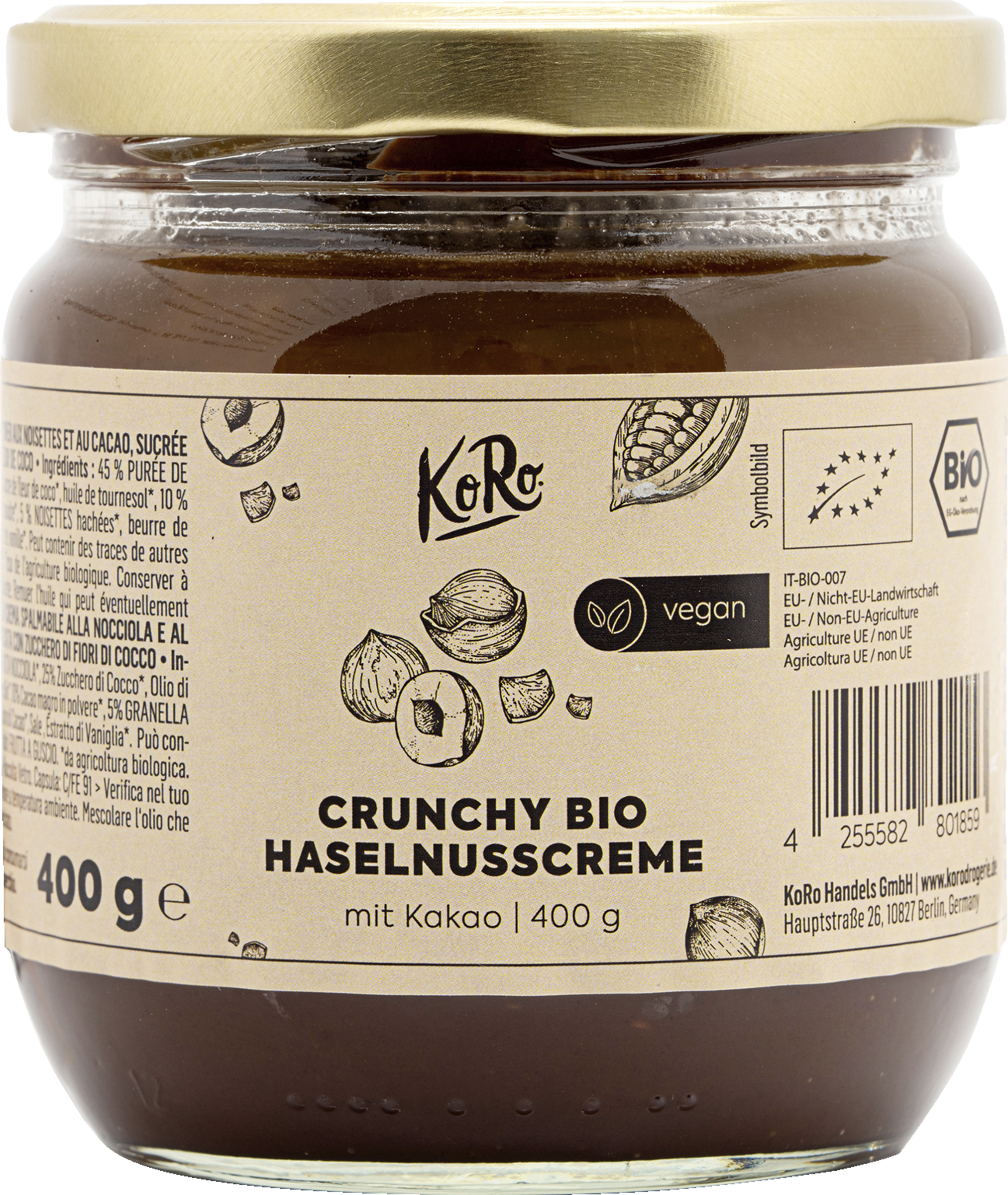 KoRo Bio Crunchy Haselnusscreme mit Kakao