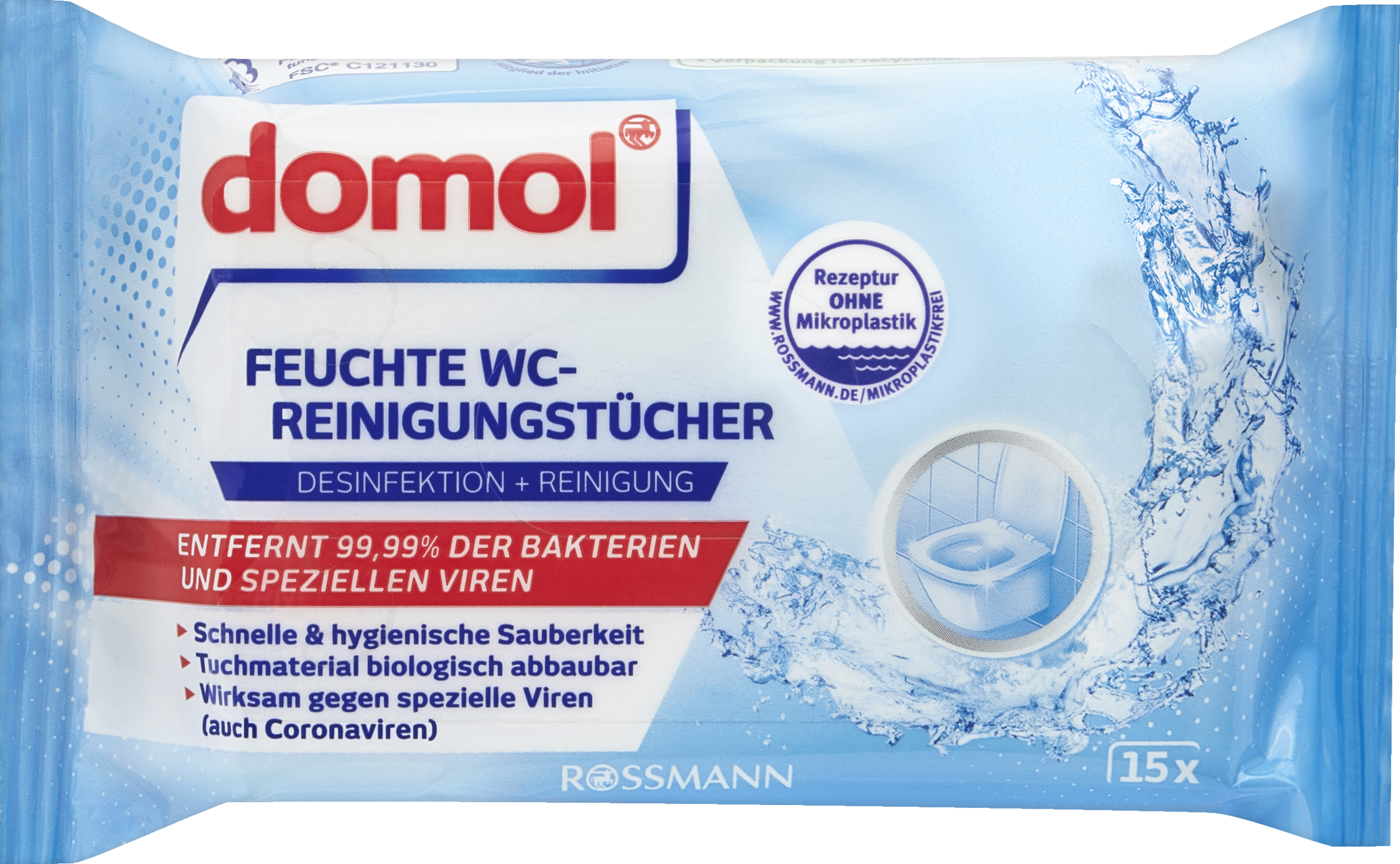 domol Feuchte WC-Reinigungstücher