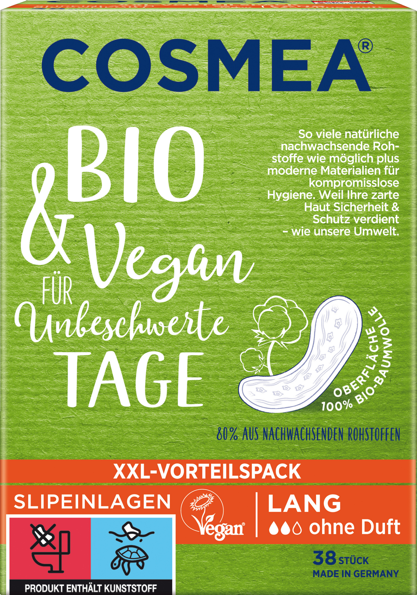 Cosmea Bio Comfort Slipeinlagen XXL- Vorteilspack ohne Duft, Lang