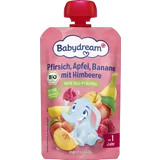 Bio Früchtepüree Pfirsich, Apfel, Banane mit Himbeere