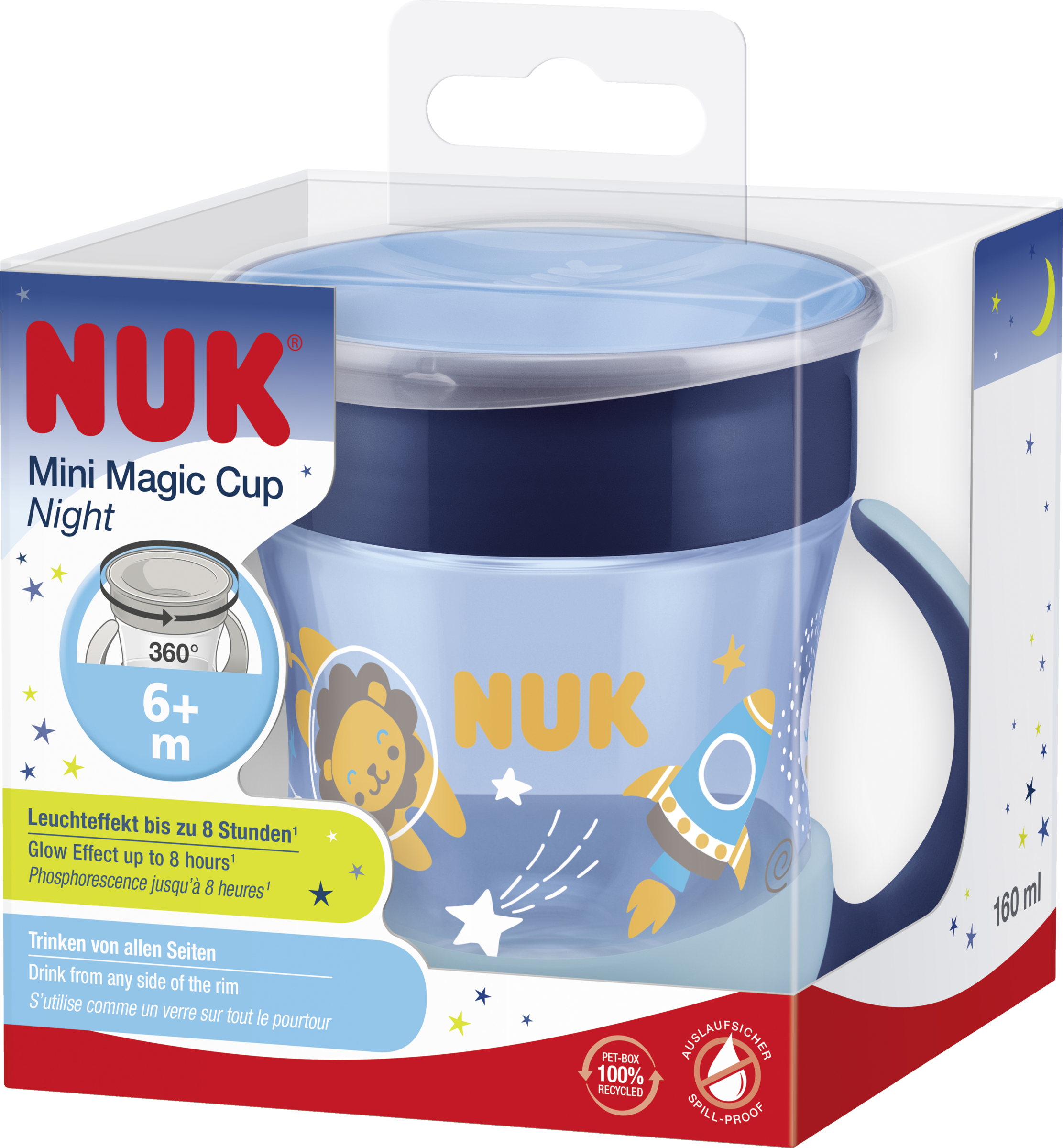 NUK Mini Magic Cup Night, blau, ab 6 Monaten