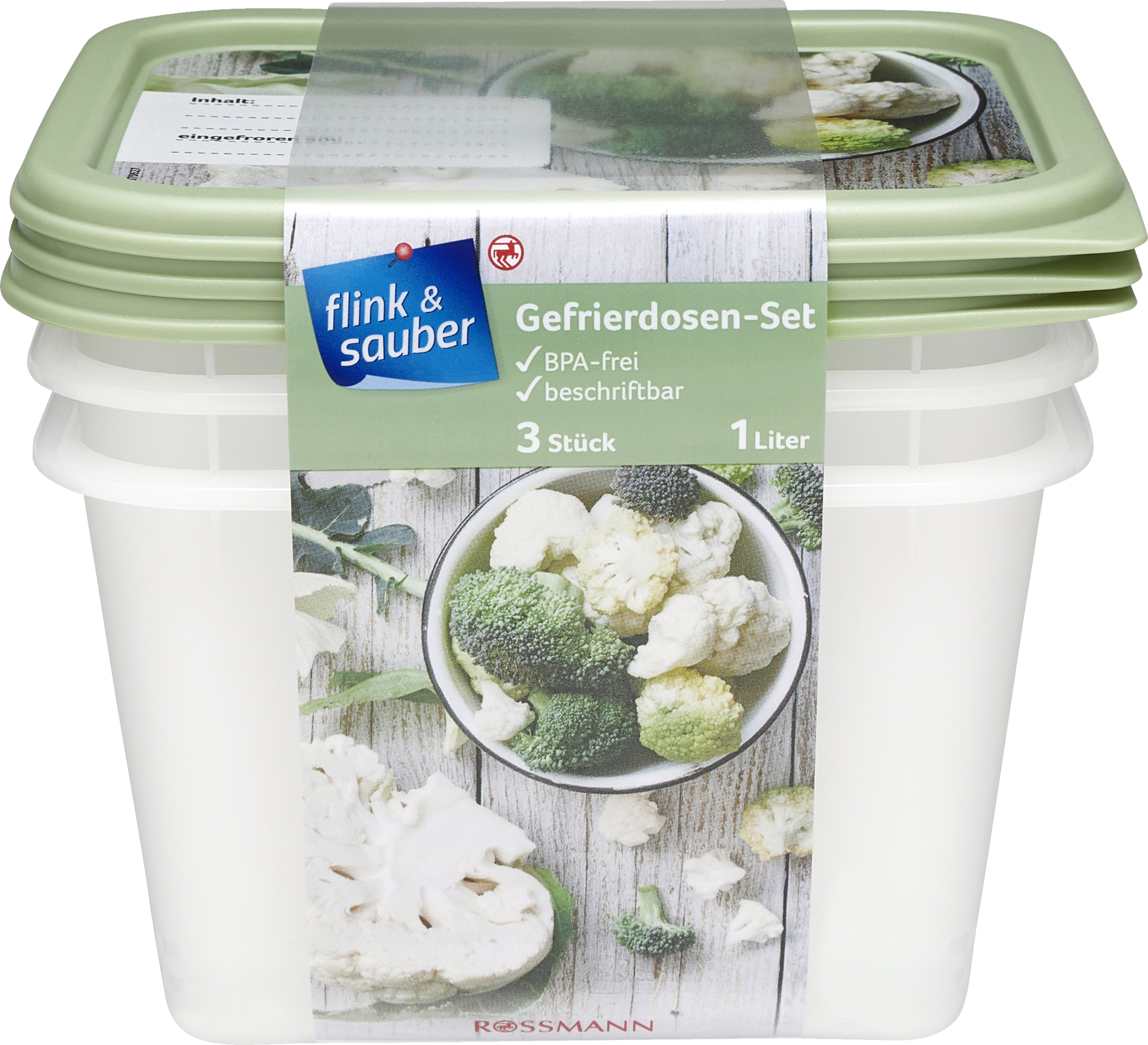flink & sauber Gefrierdosen-Set 3 X 1,0 L