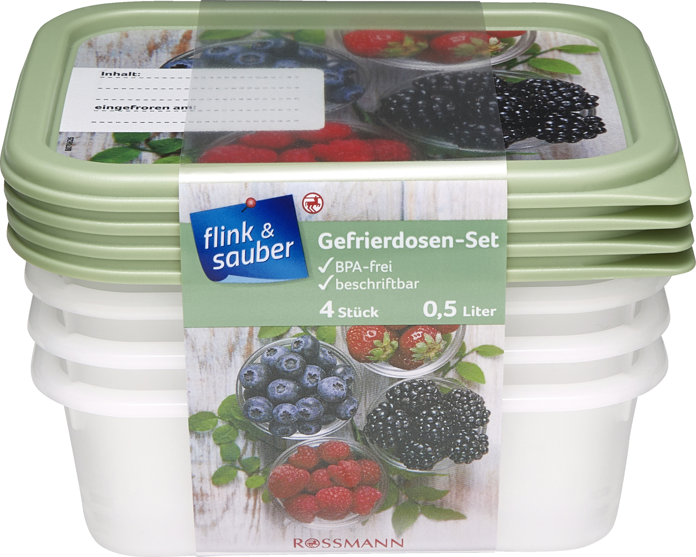 flink & sauber Gefrierdosen-Set 4 x 0,5 l