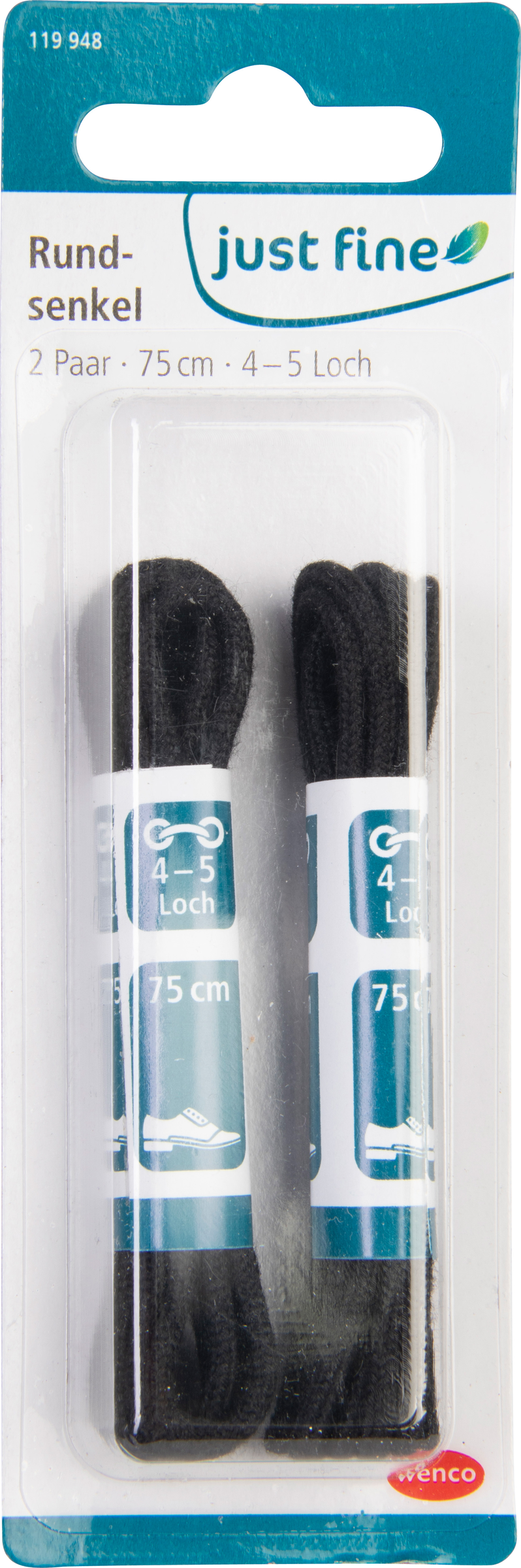 just fine Rundsenkel 75 cm schwarz im Tray