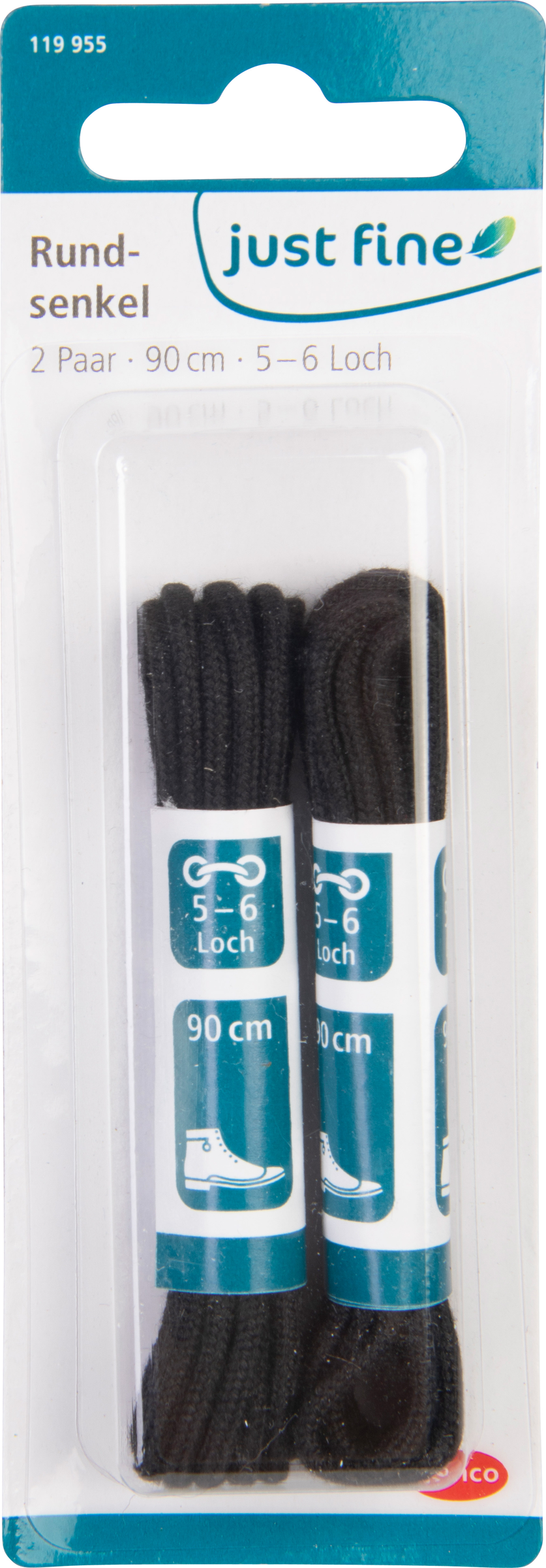 just fine Rundsenkel 90 cm schwarz im Tray