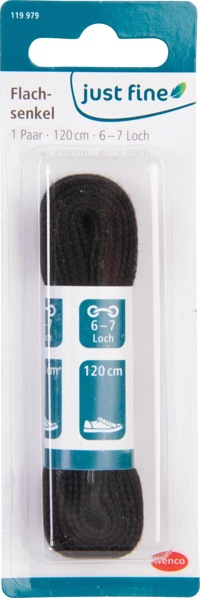 just fine Flachsenkel 120 cm schwarz im Tray