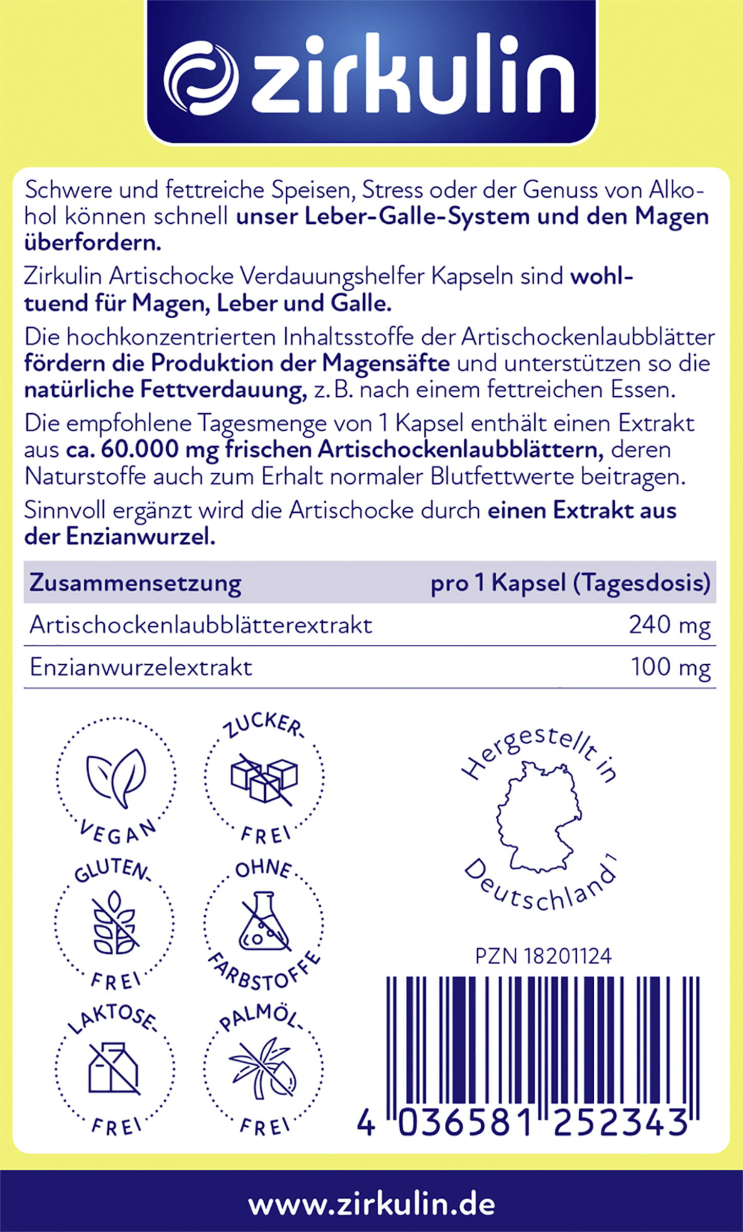Zirkulin Artischocke Verdauungshelfer hochdosiert online kaufen