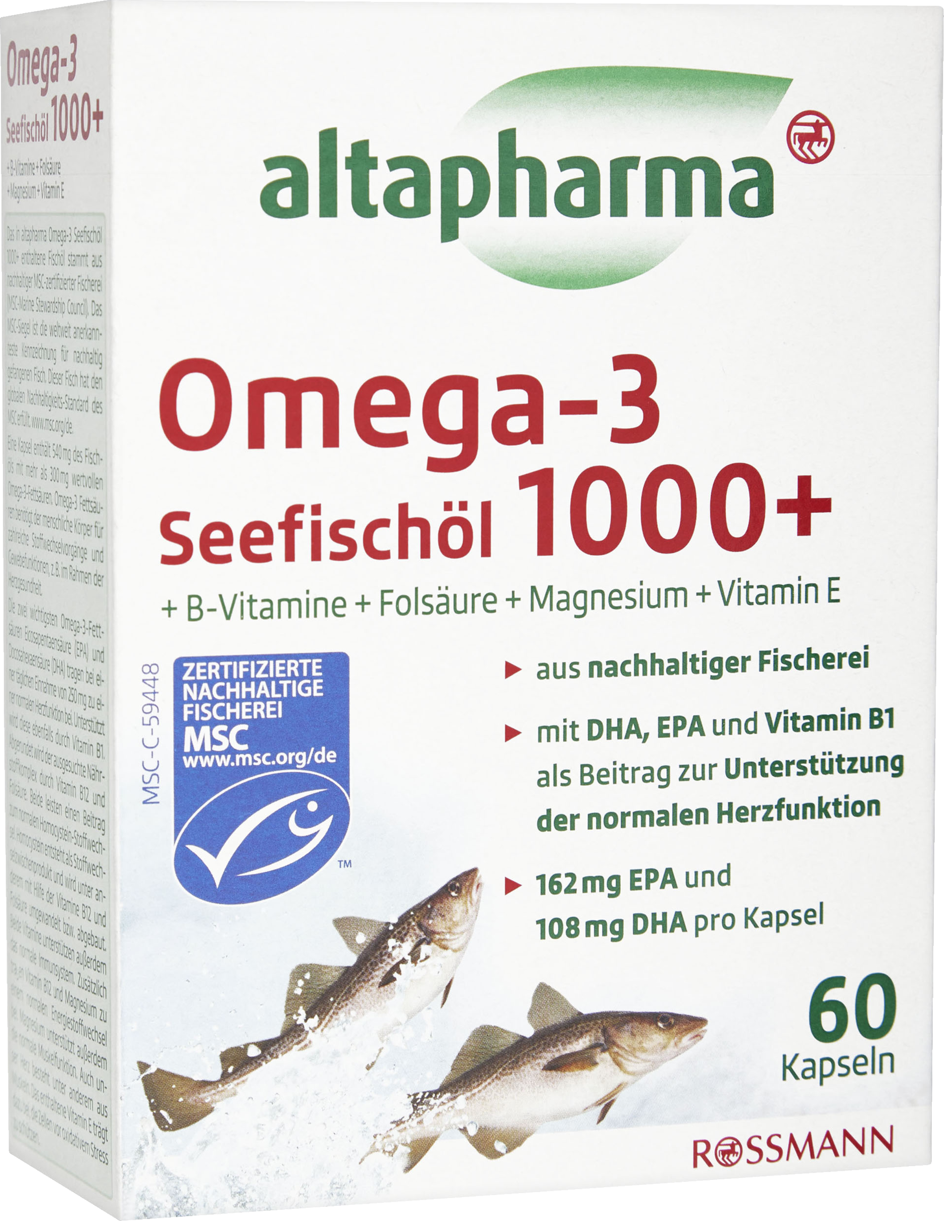 altapharma Omega3 Seefischöl 1000+ BVitamine + Folsäure + Magnesium