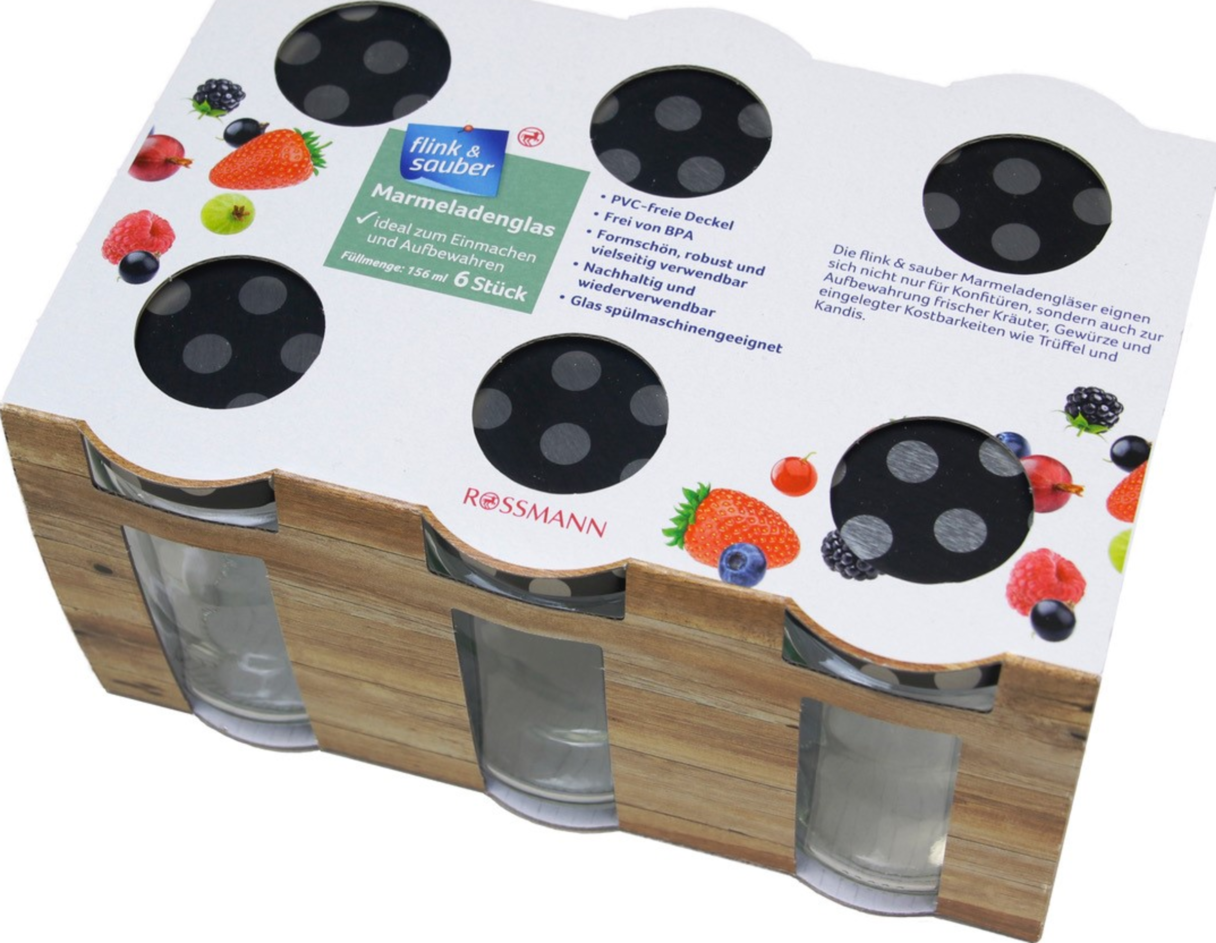 flink & sauber Marmeladengläser 6 x 150 ml