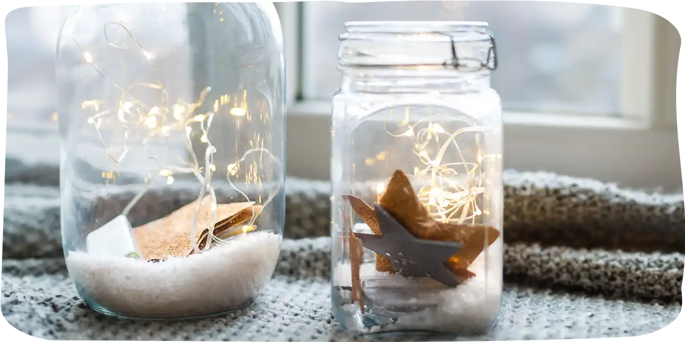 Lichterkette im Glas